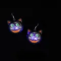LED Halloween leuchtende Katzen Ohrringe, lila süße Tier Ohrhänger mit Blinklicht für Kinder. - Katzenform (Ohrringe) / Schwarz