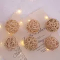 Woven Rattan Balls Natural Wicker Orbs Fairy Light Accessories Christmas Decor Craft Supplies - Rattan Ball / 5CM 6PCS / Natural Wood Color