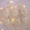 White rattan ball string lights, decorative LED fairy lights for home party holiday decor - Rattan Ball / 5CM 6PCS / White