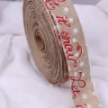 Weihnachten Juteband Rolle rot weiß let it snow Glitzer Druck für festliche Party Dekoration. - Englischer Text & Schneeflocke / 2m