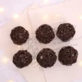 Dark brown woven rattan balls for Christmas home decoration and DIY craft projects, 6pcs pack. - Rattan Ball / 5CM 6PCS / Coffee