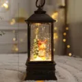 Christmas snow globe lantern with reindeer and tree LED lighted tabletop decor piece. - Medium Gold Reindeer