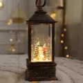 Christmas snow globe lantern decorative vintage bronze snowman ornament 22cm height - Medium Gold Snowman