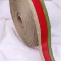Weihnachts Deko Band Rolle, rot gruen und naturfarbenes Stoffband fuer Geschenkverpackung. - Rot-grüne Streifen / 2m