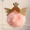 Poupée ange rose suspension de Noël avec couronne et corps en peluche pour la belle décoration. - Ange en Peluche Rose