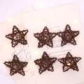 Handmade woven rattan star decorations for Christmas tree hanging and holiday party decor. - Rattan Woven Pentagram / 6cm 6 Pieces / Coffee