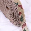 Weihnachten Juteband Rolle mit rot und grün Tannenbaum Druck für Geschenkverpackung Deko - Weihnachtsbaum / 2m