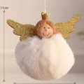 Ornement suspendu en peluche d'ange de Noël avec ailes pailletées et corps blanc duveteux pour sapin - Ange en Peluche Blanc