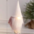 Ornement en peluche gnome de Noël rose avec lumière, jolie déco suspendue pour le sapin. - Gnome Beige avec Lumière