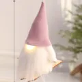 Pendentif Poupée Gnome de Noël Rose avec Lumière LED Décoration Suspendue pour Sapin - Gnome Rose avec Lumière