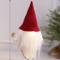 Poupée peluche de noël gnome suspendue avec chapeau rouge et lumière led pour déco d'arbre - Gnome de Ski avec Lumière