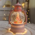 Christmas decorative snow globe lantern pink tree tabletop holiday home party ornament - Pink Hurricane Lantern