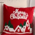 Weihnachtlicher roter Samt Kissenbezug mit besticktem Schneeschneise, 43cm festliche Deko - Roter Buchstabe
