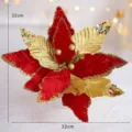 Weihnachten Glitzer Weihnachtsstern Blume Dekoration 32cm rot gold für den Weihnachtsbaum - 32cm / Goldrot Stil A
