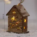 Wooden Christmas house pendant with warm lights, hanging ornament for tree holiday decor - Merry Christmas