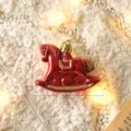 Christmas red rocking horse hanging ornament for tree holiday home decoration prop. - 1 Piece / Rocking Horse