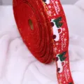 Weihnachts-Rotes Band mit Glitzer-LKW und Baum-Mustern für Festgeschenk-Verpackung und Dekoration. - Rotes Auto / 2m