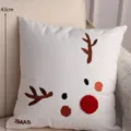 Weihnachten Rentier besticktes Kissen, süßes Deko Zierkissen für Sofa und Bett 43cm - Weißes Rentier