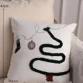 Weihnachten deko kissen mit gruenem gestricktem baum muster, 43cm quadratisches kissen. - Weißer Weihnachtsbaum