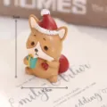Weihnachten Harz Corgi Figur mit Weihnachtsmann Mütze süße Desktop Dekoration Ornament - Weihnachts-Welpe