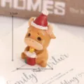 Weihnachten Harz Stier Figur Tisch Ornament süße Weihnachtsmütze Heimurlaub Party Dekor - Weihnachts-Kalb