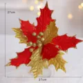 Weihnachten künstliche Weihnachtsstern Blume Glitzer rot gold Baum Dekoration 27cm - Goldrot Stil C