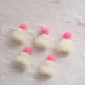 Piccoli cappelli lavorati a maglia di Natale con pon pon rosa accessori bambola fai da te - Mini Cappellino / 5 Pezzi / Bianco