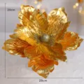 Goldene Weihnacht Blume Dekoration künstliche Poinsettia Glitzer Blumen Zweig 29cm - Gold Stil A