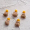 Mini berretto in maglia accessorio fai da te, carino cappello pompon giallo per festa. - Mini Cappellino / 5 Pezzi / Beige
