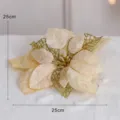 Champagner Gold Weihnachts-Weihnachtsstern Blumen-Zweig, Glitzer-Netz-Blätter für Baum Dekor 25cm - Gold Stil C
