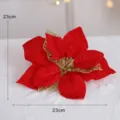 Rote Weihnachtsstern Blumen Ornament, Gold Glitzer Samt Feiertag Dekor Variante - Rot Typ B
