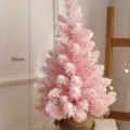 Kleine roze bevlokte kerstboom tafeldecoratie 30cm schattige vakantie decoratie voor thuis - 30cm Sneeuwboom / Kersenbloesem Roze