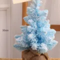 Blauwe 30cm met sneeuw bedompte mini kerstboom tafeldecoratie voor thuisfeestje - 30cm Sneeuwboom / Meerblauw