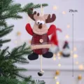 Kerstman rendier hangend ornament pluche ruit kerstboom decoratie met kleine bel 29cm - Rendieren met kleine bellen