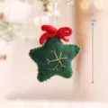 Ornamento stella in feltro di Natale con fiocco rosso e ricamo oro per albero. - Pentagramma Verde