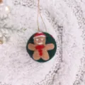 Addobbo di pallina in feltro di Natale, omino di pan di zenzero verde, decorazione albero 5cm - Omino di pan di zenzero 3D - 1 pezzo