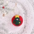Natale feltro di lana appendere palla ornamento 5cm rosso albero pendente festa decorazione - Albero di Natale 3D - 1 pezzo