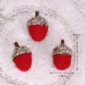 Natale feltro di lana pigna sospesa ornamento rosso glitter albero decorativo nuovo - Ghianda di paillettes - rossa 1 pz