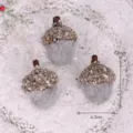 Decorazione appendibile per albero di natale in feltro di lana grigia, set 3. - Ghianda di Paillettes - Grigio