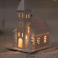 Hölzernes LED Weihnachts-Haus Ornament, leuchtende Kirchen-Deko mit Bäumen, festliche Tischdeko - Mittleres Weißes Haus - Schloss
