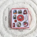 Christmas wooden miniature ornaments set with cute figurines and gift box decoration. - Set Style B / Set