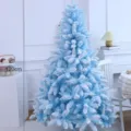 Blauwe geflokte kunstkerstboom 120cm feestelijke huisdecoratie binnen kerstboom ornament - 120cm Sneeuwboom / Meerblauw
