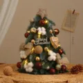 Mini artificial Christmas tree 40cm tabletop holiday decor DIY set with ornaments and lights - Coffee Cotton Norbesone 40cm