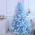 150cm blauwe geflokte kunstkerstboom met sneeuweffect voor feestdagen thuisdecor. - 150cm Sneeuwboom / Meerblauw