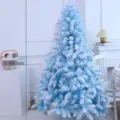 Blauwe gevlokte kerstboom 180cm hoog, grote besneeuwde dennenboom voor feestelijke woninginrichting. - 180cm Sneeuwboom / Meerblauw