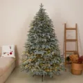 Grande albero di Natale floccato in PE pre-illuminato per decorazioni natalizie. - Albero di Natale in Abete PE Puro con Luci / 150cm