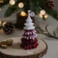 Christmas tree scented candle gradient red white desktop decor for holiday gift 10cm - Red Christmas Tree