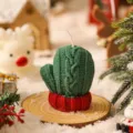 Christmas knitted mitten candle, festive green and red scented candle for holiday home decor. - Green Glove