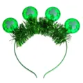 Serre-tête lumineux trèfle vert de Saint-Patrick avec guirlande brillante et boules pour fête. - Serre-têtes à boules de trèfle imprimées et guirlande / Vert