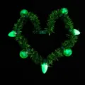 St Patrick Day LED glowing tinsel necklace shamrock green light up holiday party costume accessories - Light Bulb and Shamrock Ball Necklaces / Green